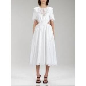 Self-Portrait WHITE COQUETTE DAISY COTTON BRODERIE ANGLAISE CUT OUT MIDI DRESS 8